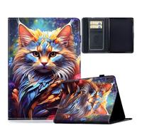 TEDTIKJT Funda Compatible con Kindle Paperwhite 11th Gen 6" 2022/2024 Tablet Carcasa Case PU Cuero Flip Cover Patrón Pintado Stand Protectora Funda (Gato Deslumbrante)
