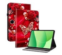 TEDTIKJT Funda Compatible con OPPO Pad SE 11" 2025 Flip Cover Case PU Cuero Patrón Pintado Funda Carcasa Protectora de Tableta con Función de Soporte para OPPO Pad SE Case,Perlas Mariposa Rosa