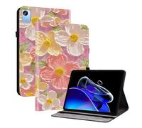 TEDTIKJT Funda Compatible con Realme Pad X 10.95" 2022 Flip Cover Case Cuero Patrón Pintado Funda Carcasa Protectora de Tableta con Función de Soporte para Realme Pad X Case,Flores Rosadas