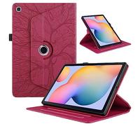 TEDTIKJT Funda Compatible con Samsung Galaxy Tab A7 10.4 SM-T505/T500 2022/2020 Funda PU Cuero Protectora 360 Giratoria Soporte para Tablets Samsung Galaxy Tab A7 10.4 Carcasa, Rojo Árboles