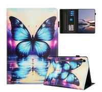 TEDTIKJT Funda Compatible con Samsung Galaxy Tab S10 FE+ 13.1" 2025 SM-X620 X626 Funda PU Cuero Flip Cover Patrón Pintado con Ranura para Tarjetas Stand Protectora Carcasa,Mariposa de Sombra