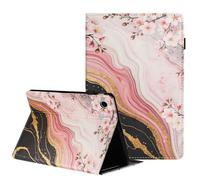 TEDTIKJT Funda para Honor Pad 10 12.1" 2025 Carcasa PU Cuero Flip Cover Patrón Pintado Tablets Cover con Soporte Protectora Carcasa para Honor Pad 10 Funda Case,Flores de Melocotón de Mármol