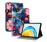 TEDTIKJT Funda para Huawei MatePad Pro 11 11" 2022 Funda Flip Patrón Pintado Cover Carcasa Protectora de Tableta con Función de Soporte para Huawei MatePad Pro 11 2022 Case,Flores en Oro Azul