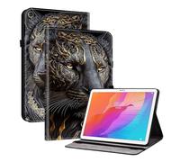 TEDTIKJT Funda para Huawei MatePad T 10s 10.1" 2020 Funda Flip para Huawei Enjoy Tablet 2 Case Patrón Pintado Cover Carcasa Protectora de Tableta con Función de Soporte,El León Dorado Negro