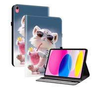 TEDTIKJT Funda para iPad 10th Gen 2022 10.9"/iPad 11th Gen 11" 2025 Carcasa Flip Protectora PU Cuero con 2-Ranura Tarjetas y Función de Soporte Funda,Dibujos Animados Tigre