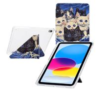 TEDTIKJT Funda para iPad 11th /10th Generation 10.9" 2025/2022 Carcasa Cover Acrílico Y-Origami Múltiples ángulos de Visión Función de Soporte Patrón Pintado Funda Folio Cover,Grupo de Gatos