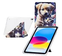 TEDTIKJT Funda para iPad 11th /10th Generation 10.9" 2025/2022 Carcasa Cover Acrílico Y-Origami Múltiples ángulos de Visión Función de Soporte Patrón Pintado Funda Folio Cover,Gatos y Perros