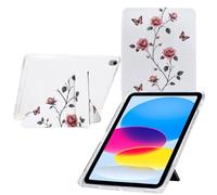 TEDTIKJT Funda para iPad 11th /10th Generation 10.9" 2025/2022 Carcasa Cover Acrílico Y-Origami Múltiples ángulos de Visión Función de Soporte Patrón Pintado Funda Folio Cover,Mariposa Rosa