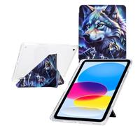 TEDTIKJT Funda para iPad 9.7" 6th/5th Generation (2017/2018)/iPad Air 2 Carcasa Folio Cover Acrílico Y-Origami Múltiples ángulos de Visión Función de Soporte Patrón Pintado Funda,Lobo Mágico