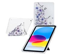 TEDTIKJT Funda para iPad 9.7" 6th/5th Generation (2017/2018)/iPad Air 2 Carcasa Folio Cover Acrílico Y-Origami Múltiples ángulos de Visión Función de Soporte Patrón Pintado Funda,Flores Moradas