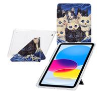 TEDTIKJT Funda para iPad 9.7" 6th/5th Generation (2017/2018)/iPad Air 2 Carcasa Folio Cover Acrílico Y-Origami Múltiples ángulos de Visión Función de Soporte Patrón Pintado Funda,Grupo de Gatos