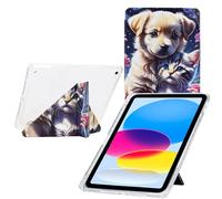 TEDTIKJT Funda para iPad 9.7" 6th/5th Generation (2017/2018)/iPad Air 2 Carcasa Folio Cover Acrílico Y-Origami Múltiples ángulos de Visión Función de Soporte Patrón Pintado Funda,Gatos y Perros