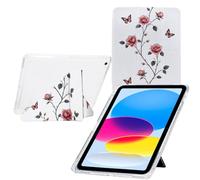 TEDTIKJT Funda para iPad 9.7" 6th/5th Generation (2017/2018)/iPad Air 2 Carcasa Folio Cover Acrílico Y-Origami Múltiples ángulos de Visión Función de Soporte Patrón Pintado Funda,Mariposa Rosa