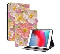 TEDTIKJT Funda para iPad Mini 6 2021 Carcasa/para iPad Mini 7 2024 8.3" Tableta Funda Flip PU Cuero Protectora con 2-Ranura Tarjetas Función de Soporte Carcasa,Flores Rosadas