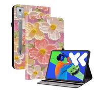 TEDTIKJT Funda para Lenovo Idea Tab Pro/P12 Pro 12.7 2025 Flip Cover Case PU Cuero Carcasa Protectora de Tableta con Función de Soporte para Xiaoxin Pad Pro 12.7 2025 Funda,Flores Rosadas