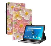 TEDTIKJT Funda para Lenovo Tab M10 Flip Cover/Funda para Lenovo M10 HD 1st Gen 10.1 2019 Flip TB-X605F X605L X505F X505L Carcasa Protectora de Tableta con Función de Soporte,Flores Rosadas