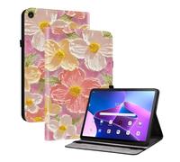 TEDTIKJT Funda para Lenovo Tab M10 Gen 3 10.1" 2022 Flip Cover Case TB-328FU TB-328XU PU Cuero Patrón Pintado Carcasa Protectora de Tableta con Función de Soporte Funda,Flores Rosadas