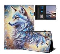 TEDTIKJT Funda para Lenovo Tab M11 11" 2024 Funda PU Cuero Flip Cover con Ranura para Tarjetas Stand Protectora Patrón Pintado Carcasa para Lenovo Tab M11 11" Cover,Lobo Blanco de ensueño