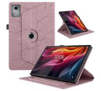 TEDTIKJT Funda para Lenovo Tab M11 Plus/Lenovo Tab K11 Plus 11.45" 2024 Carcasa PU Cuero Protectora 360 Giratoria de ángulo Múltiple Soporte Función Flip Cover Carcasa,Oro Rosa Árboles