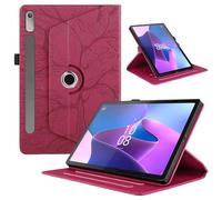 TEDTIKJT Funda para Lenovo Tab P11 Pro 2nd Gen 11.2" 2022 TB138/ TB132 PU Cuero Tabletas Protectora Case 360°Carcasa Giratoria de ángulo Múltiple con Soporte Función, Rojo Árboles