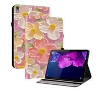 TEDTIKJT Funda para Lenovo Tab P11 TB-J606F Flip Cover Case Patrón Pintado Carcasa Protectora de Tableta con Función de Soporte para Lenovo Xiaoxin Pad Plus 11" 2021 Funda,Flores Rosadas