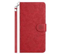 TEDTIKJT Funda para Samsung Galaxy A15 5G 6.5" Funda Libro PU Cuero Carcasa Patrón de Flores con Ranura para Tarjeta Tapa para Samsung Galaxy A15 5G Funda Protectora de Soporte Cover,Rojo