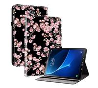 TEDTIKJT Funda para Samsung Galaxy Tab A 10.1 2016 T580 T585 Tableta Carcasa Flip PU Cuero Protectora Carcasa con Función de Soporte para Samsung Galaxy Tab A 10.1 2016 Funda,Flor de Ciruela