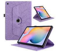 TEDTIKJT Funda para Samsung Galaxy Tab A 10.1" 2019 SM-T510/T515/T517 PU Cuero Folio Tablet Protectora Cover 360°Carcasa Giratoria de ángulo Múltiple con Soporte Función, Violet Árboles