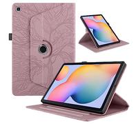 TEDTIKJT Funda para Samsung Galaxy Tab A 10.1" 2019 SM-T510/T515/T517 PU Cuero Folio Tablet Protectora Cover 360°Carcasa Giratoria de ángulo Múltiple con Soporte Función, Oro Rosa Árboles