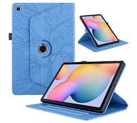 TEDTIKJT Funda para Samsung Galaxy Tab A 10.1" 2019 SM-T510/T515/T517 PU Cuero Folio Tablet Protectora Cover 360°Carcasa Giratoria de ángulo Múltiple con Soporte Función, Azul Árboles