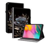 TEDTIKJT Funda para Samsung Galaxy Tab A 10.1 2019 SM-T510 T515 Tableta Carcasa Flip PU Cuero Protectora Carcasa con Función de Soporte para Samsung Galaxy Tab A 10.1 2019 Funda,Rosas Negras