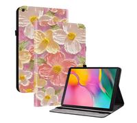 TEDTIKJT Funda para Samsung Galaxy Tab A 10.1 2019 T510 T515 Carcasa Cuero Flip Cover Carcasa Protectora de Tableta con Función de Soporte para Galaxy Tab A 10.1 2019 Funda,Flores Rosadas