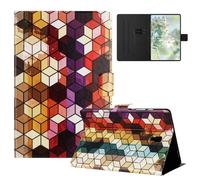 TEDTIKJT Funda para Samsung Galaxy Tab A 10.5" 2018 SM-T590 T595 - Carcasa PU Cuero Flip Stand Protectora Cover, Patrón Pintado Cuadrado