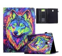TEDTIKJT Funda para Samsung Galaxy Tab A 10.5 2018 SM-T590 T595 Tablet Carcasa Case PU Cuero Flip Cover Patrón Pintado Stand Protectora para Samsung Galaxy Tab A 10.5 2018 Funda (Colorido Lobo)
