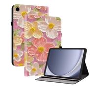 TEDTIKJT Funda para Samsung Galaxy Tab A11 8.7" Carcasa para Galaxy Tab A9 Flip Cover Patrón Pintado PU Cuero Funda Carcasa Protectora de Tableta con Función de Soporte,Flores Rosadas