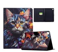 TEDTIKJT Funda para Samsung Galaxy Tab A11 Plus/Tab A9 Plus 11" 2025/2023 SM-X210 X215 X216B Carcasa Flip Cover Patrón Animal Stand Protectora Funda con Auto-Sueño/Estela,Blue Flower Cat