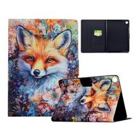 TEDTIKJT Funda para Samsung Galaxy Tab A11/Tab A9 8.7" SM-X110 X115 X133 X135 Carcasa Flip Cover PU Cuero Patrón Animal Stand Protectora para Galaxy Tab A11 Funda,Zorro de Flores Azules