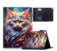 TEDTIKJT Funda para Samsung Galaxy Tab A7 10.4" 2020 SM-T500/T505 Tablet Carcasa PU Cuero Flip Cover Patrón Pintado Stand Protectora Funda para Tablet Samsung Galaxy Tab A7 Case (Gato Deslumbrante)