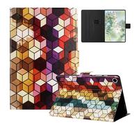 TEDTIKJT Funda para Samsung Galaxy Tab A9/A11 8.7" SM-X110 X115 Carcasa Cover PU Cuero Flip Stand Protectora para Samsung Galaxy Tab A11 Funda Carcasa,Patrón Pintado Cuadrado