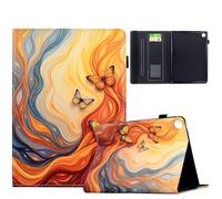 TEDTIKJT Funda para Samsung Galaxy Tab A9/A11 8.7" X110 X115 X133 X135 Tablet Carcasa Flip Cover PU Cuero Patrón Pintado Stand Protectora para Galaxy Tab A11 Funda Tablet Case (Fuego de Mariposa)
