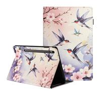 TEDTIKJT Funda para Samsung Galaxy Tab S10 FE+ Funda 13.1" 2025 SM-X620 X626 Carcasa PU Cuero Flip Cover Patrón Pintado Tablets Cover con Soporte Protectora Carcasa Case,Golondrina Flor de Melocotón