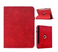 TEDTIKJT Funda para Samsung Galaxy Tab S10 FE Giratorio Carcasa Galaxy Tab S9 FE/Tab S9 11" Funda Folio Cuero Suave Protectora Soporte 360°Giratorio Carcasa Exquisitos Florales Tablet Cover,Rojo