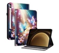 TEDTIKJT Funda para Samsung Galaxy Tab S10 FE+/ S10 FE Plus 13.1" 2025 SM-X620 X626 Carcasa Flip Protectora PU Cuero con 2-Ranura Tarjetas y Función de Soporte Funda,Flor de Mariposa