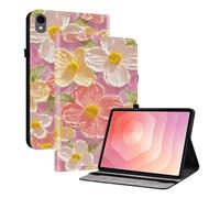 TEDTIKJT Funda para Samsung Galaxy Tab S11 11" 2025 Carcasa X730 X736B Flip Cover Patrón Pintado PU Cuero Funda Carcasa Protectora de Tableta con Función de Soporte,Flores Rosadas