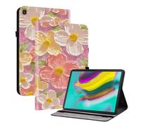 TEDTIKJT Funda para Samsung Galaxy Tab S5e 10.5" T720 T725 Carcasa PU Cuero Flip Cover Carcasa Protectora de Tableta con Función de Soporte para Galaxy Tab S5e Funda,Flores Rosadas