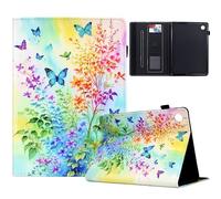 TEDTIKJT Funda para Samsung Galaxy Tab S6 10.5" 2019 SM-T860/T865 PU Cuero Flip Cover Carcasa con Stand Función Lindo Animal Pintado Tabletas Fundas,Flores de Colores