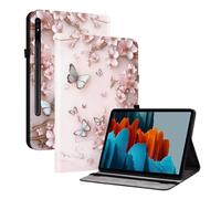 TEDTIKJT Funda para Samsung Galaxy Tab S8+/S7+ 12.4" Carcasa T970 T976B X800 X806 Flip Cover Patrón Pintado Cuero Funda Carcasa Protectora de Tableta con Función de Soporte,Mariposas