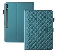 TEDTIKJT Funda para Samsung Galaxy Tab S9 Plus/Tab S9 FE+ 12.4 Pulgadas 2023 Tablet Funda PU Cuero Flip Case Carcasa con Magnético Protección Soporte Función Ranura Tarjetas Cover,Romboidal Verde