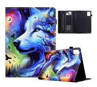 TEDTIKJT Funda para Tablet Lenovo Tab M11 Plus/Lenovo Tab K11 Plus 11.45" 2024 Carcasa Cover PU Cuero Flip Protectora Cover Soporte Funda para Lenovo Tab K11 Plus Funda Cover,Lobo Estrellado