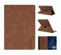 TEDTIKJT Funda para Tablet Samsung Galaxy Tab S10 FE/S9 FE/S9 Carcasa 11" X520 X510 X710 360°Giratoria de ángulo Múltiple Soporte Carcasa Smile Patrón Alfabético Protectora Folio Funda,Marrón